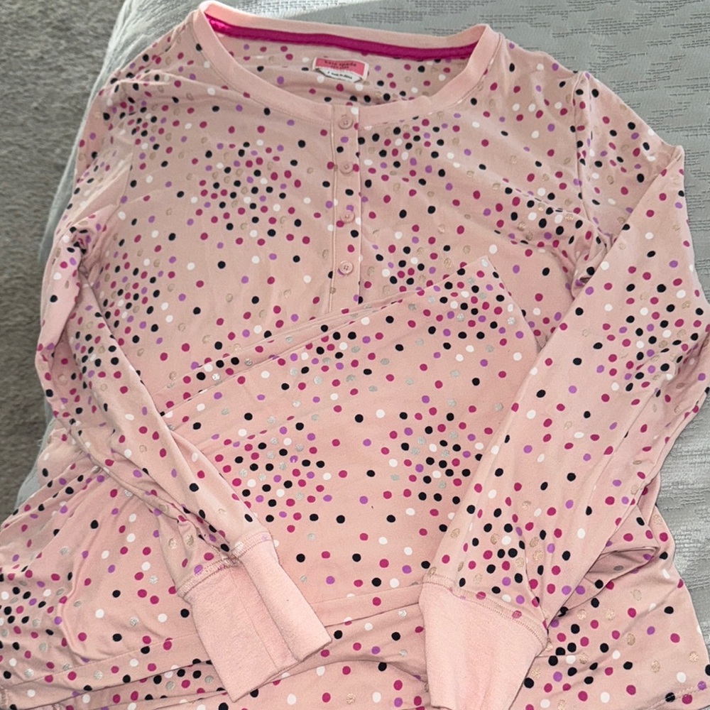 Kate Spade Pink Polka Dot Long Sleeve Top